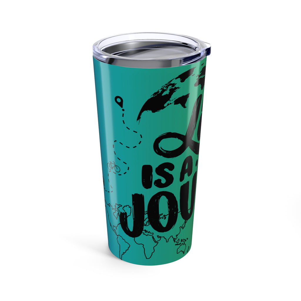 20oz Travel Tumbler — "Vibes & Journey" Green Map Compass Design