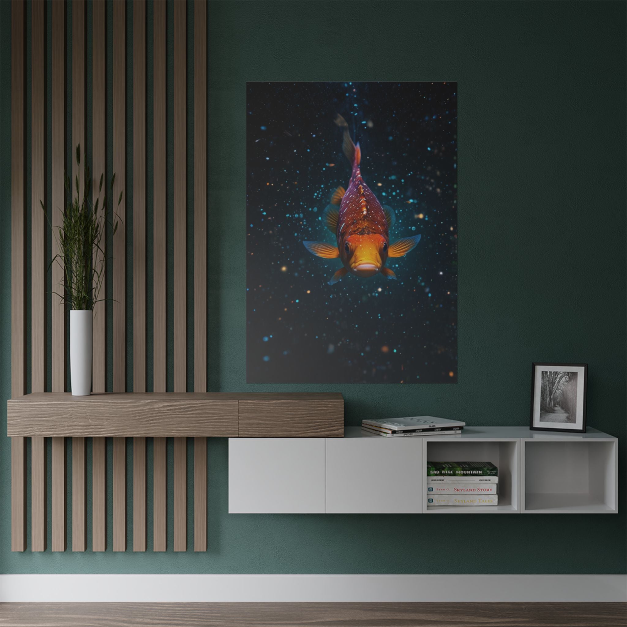Koi Fish Satin Poster — Vibrant Underwater Galaxy Wall Art (300gsm)