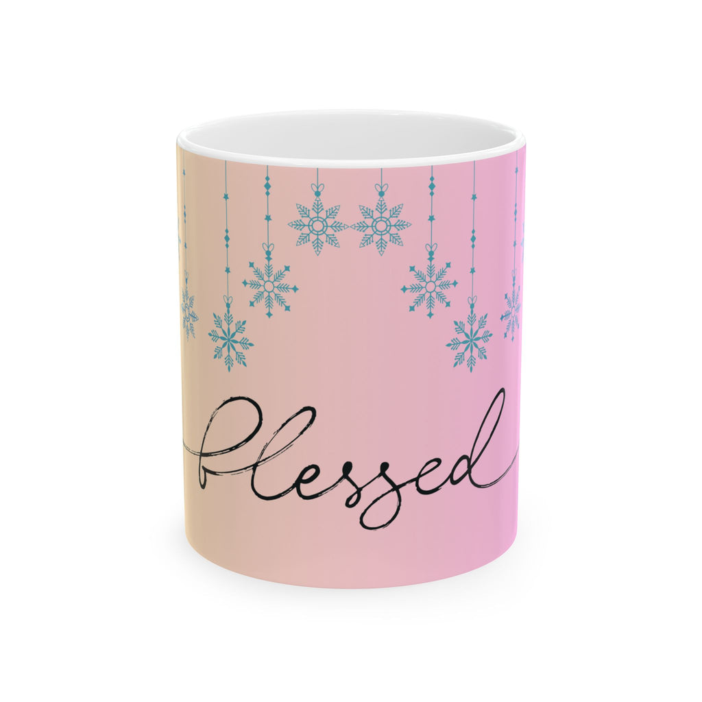 Blessed Pastel Snowflake Ceramic Mug – Inspirational Coffee Cup (11oz, 15oz)