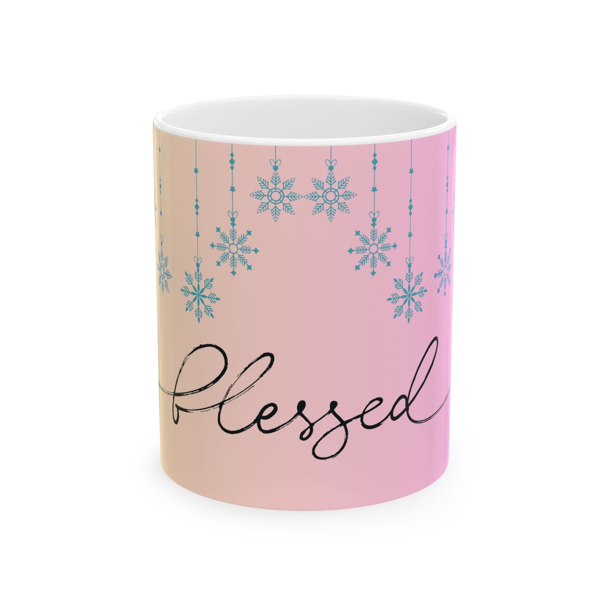 Blessed Pastel Snowflake Ceramic Mug – Inspirational Coffee Cup (11oz, 15oz)