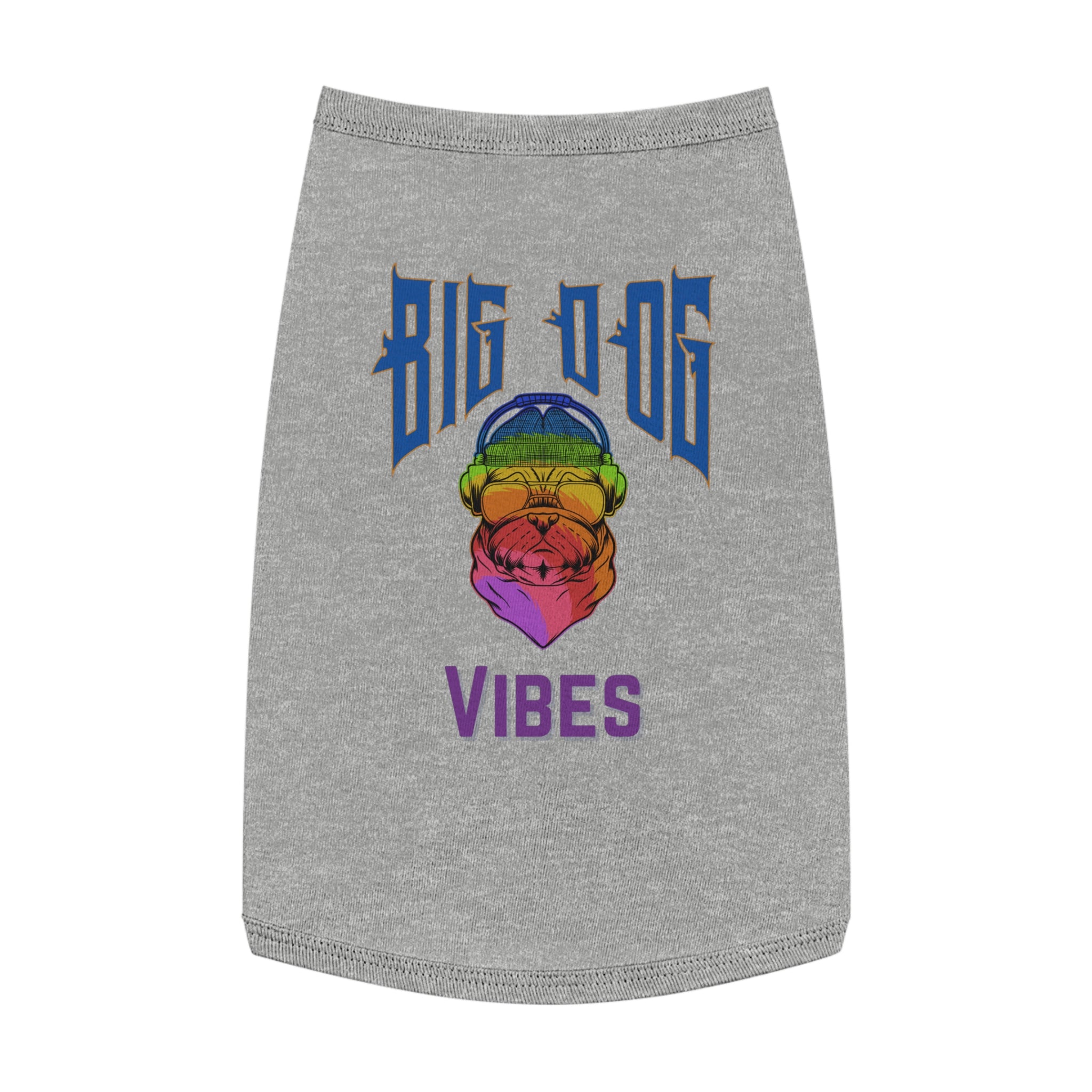 Big Dog Vibes Pet Tank - Rainbow Bulldog Graphic Dog Shirt
