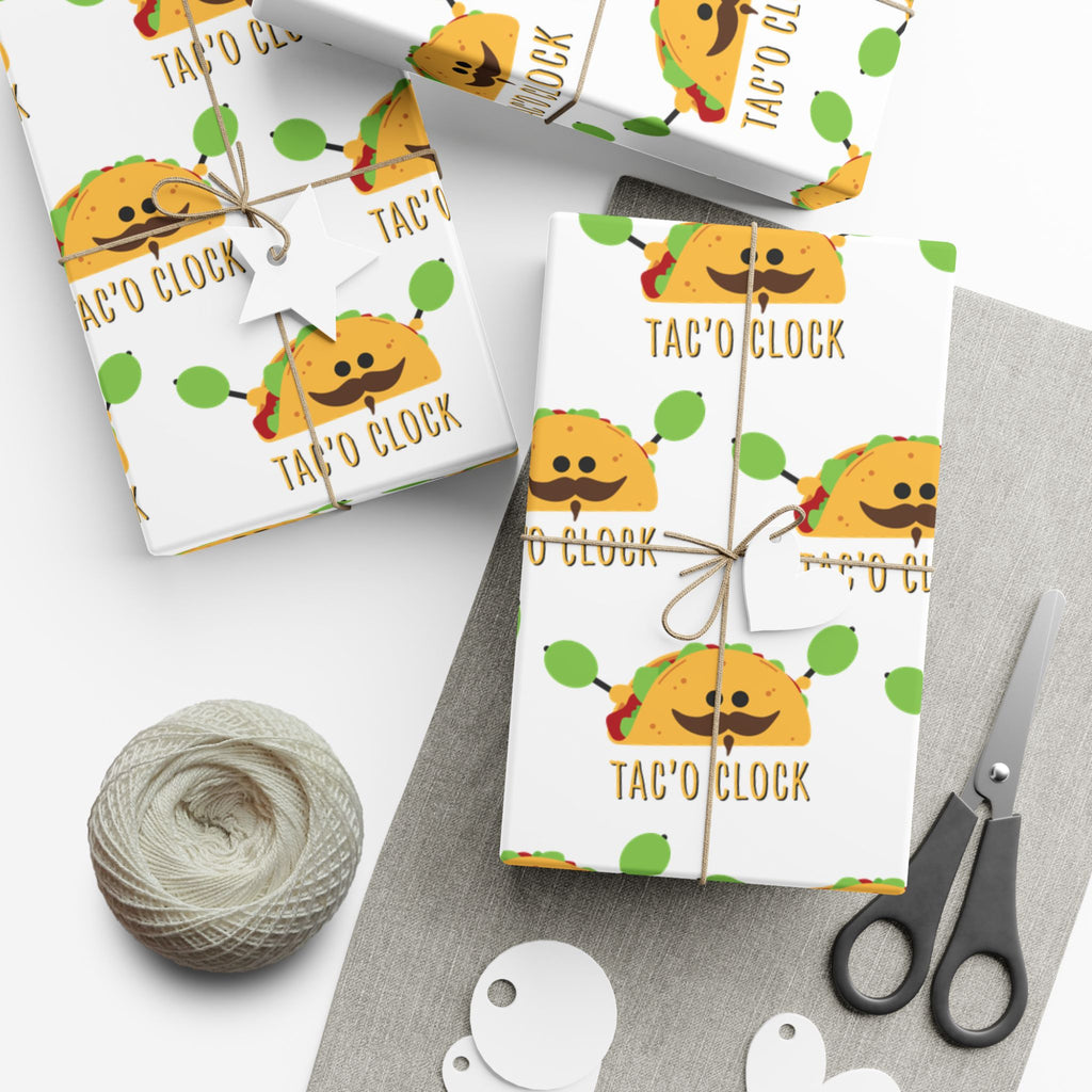Taco Clock Gift Wrap Paper – Funny Taco Pattern Wrapping Paper for Fiesta, Holidays & Taco Nights!