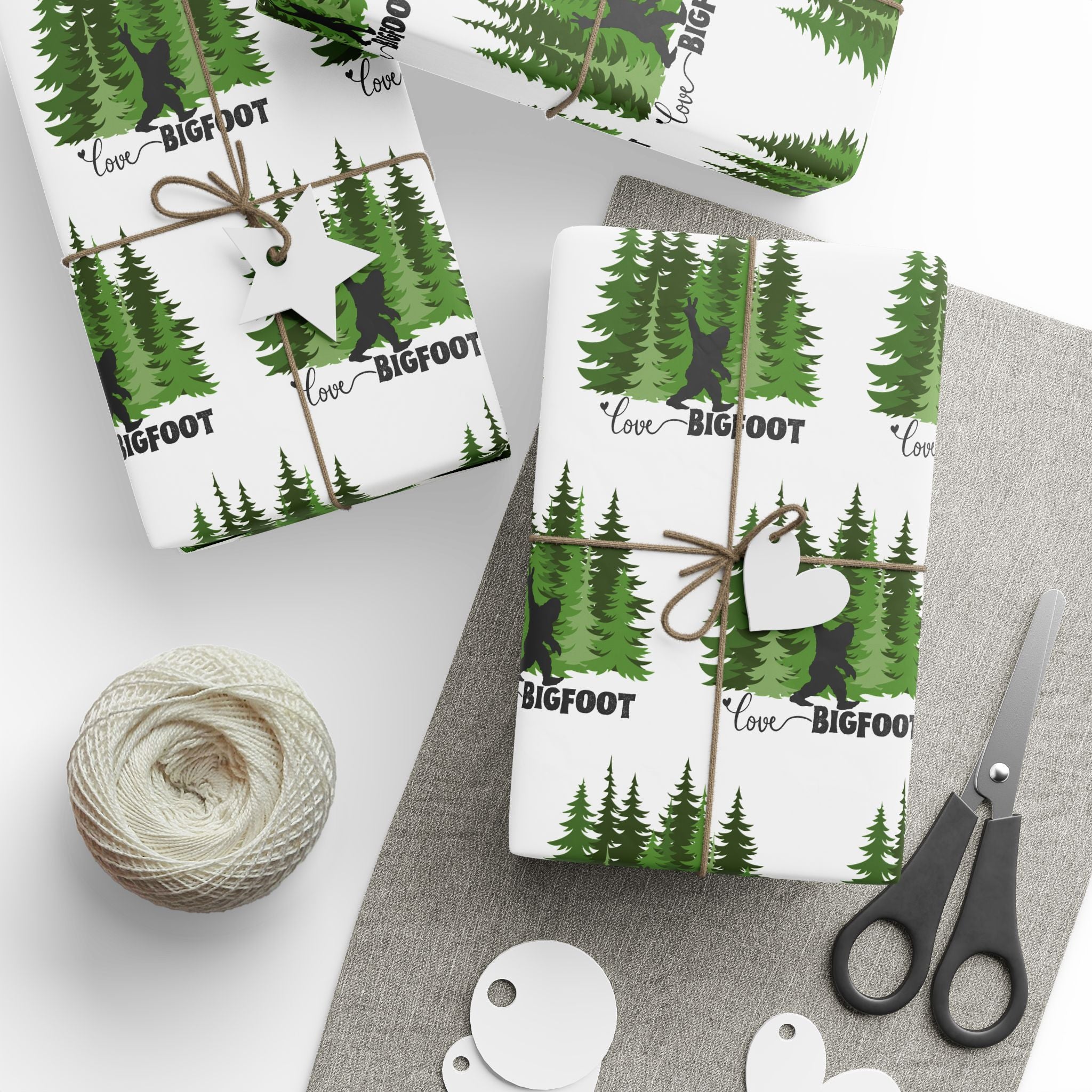 Bigfoot 'Love' Whispering Pines Wrapping Paper