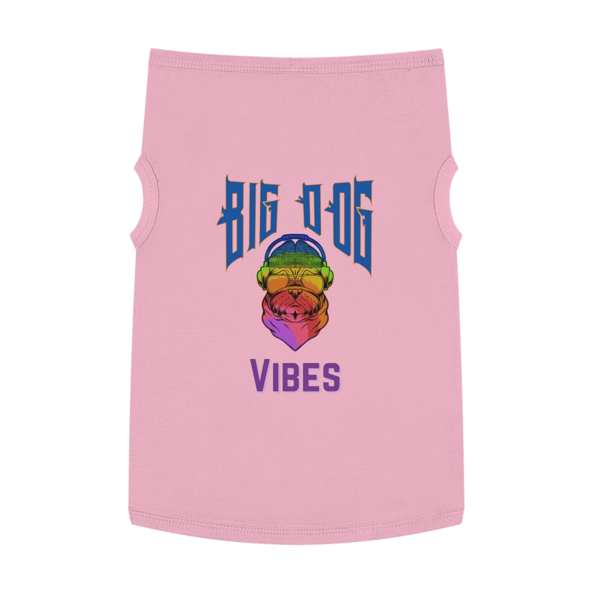 Big Dog Vibes Pet Tank - Rainbow Bulldog Graphic Dog Shirt