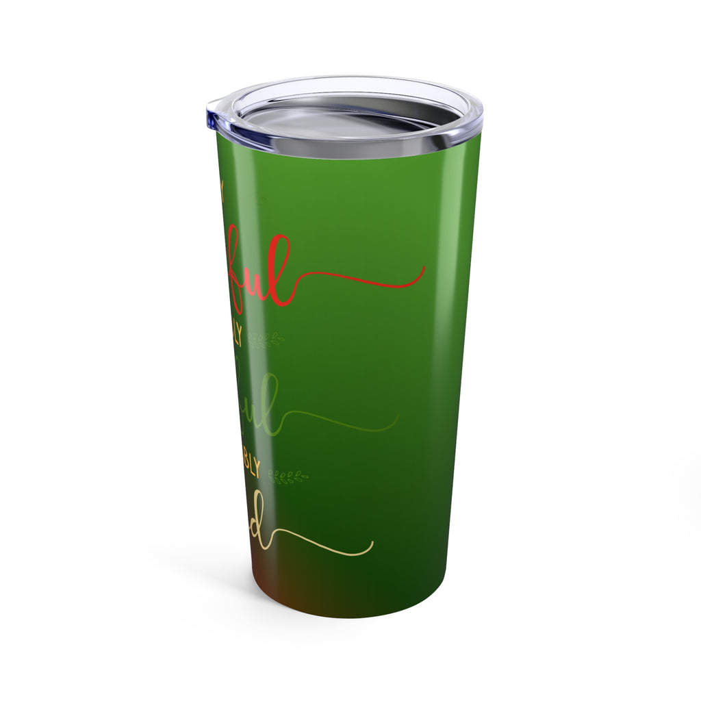 Grateful & Blessed 20oz Tumbler — Thanksgiving Green Red Insulated Travel Cup