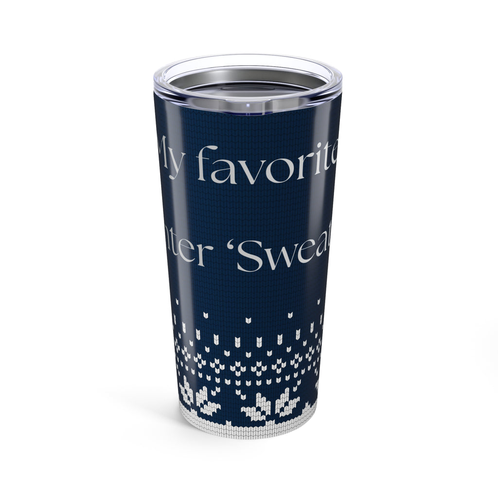 20oz Tumbler - 'My Favorite Sweater' Navy Holiday Knit Insulated Travel Cup