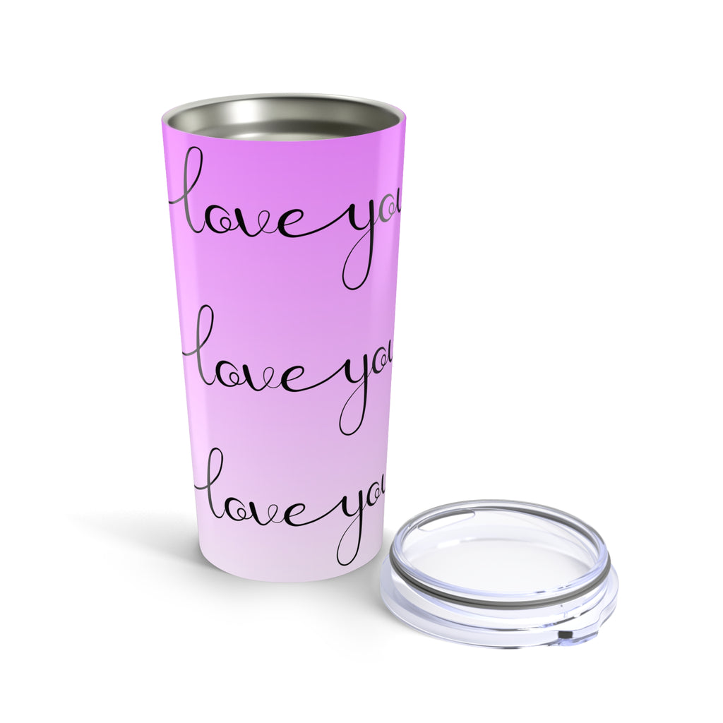 Love You Pink Gradient 20oz Tumbler — Heart Line Stainless Travel Mug