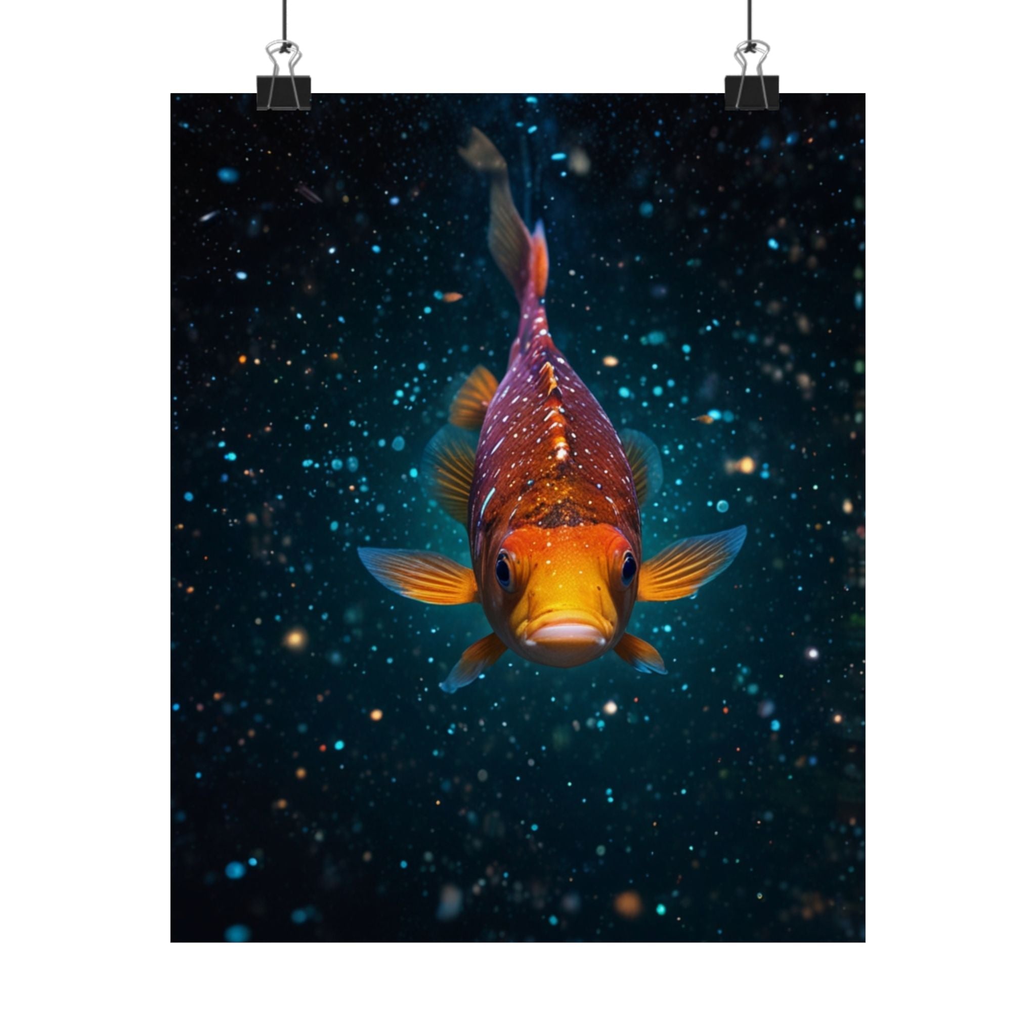 Koi Fish Satin Poster — Vibrant Underwater Galaxy Wall Art (300gsm)