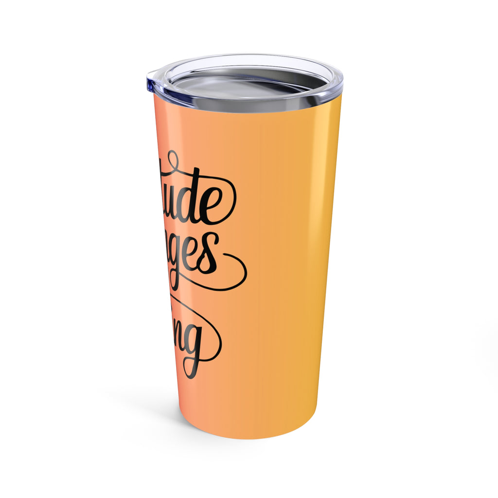 20oz Tumbler — "Gratitude Changes Everything" Pink & Orange Stainless Travel Cup