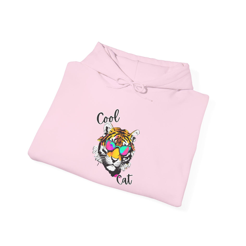 Cool Cat Hoodie — Colorful Sunglasses Tiger Graphic Sweatshirt