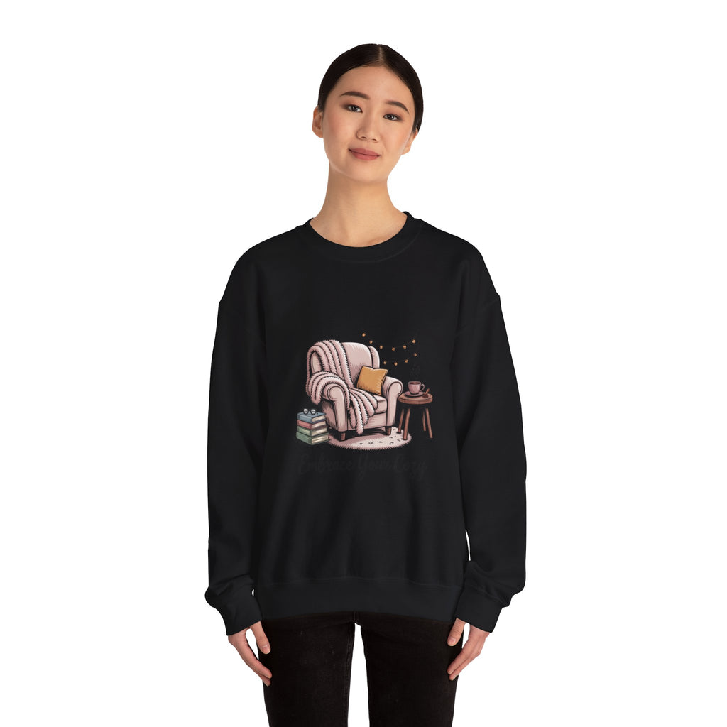 Cozy Reading Chair Sweatshirt — "Embrace Your Cozy" Crewneck