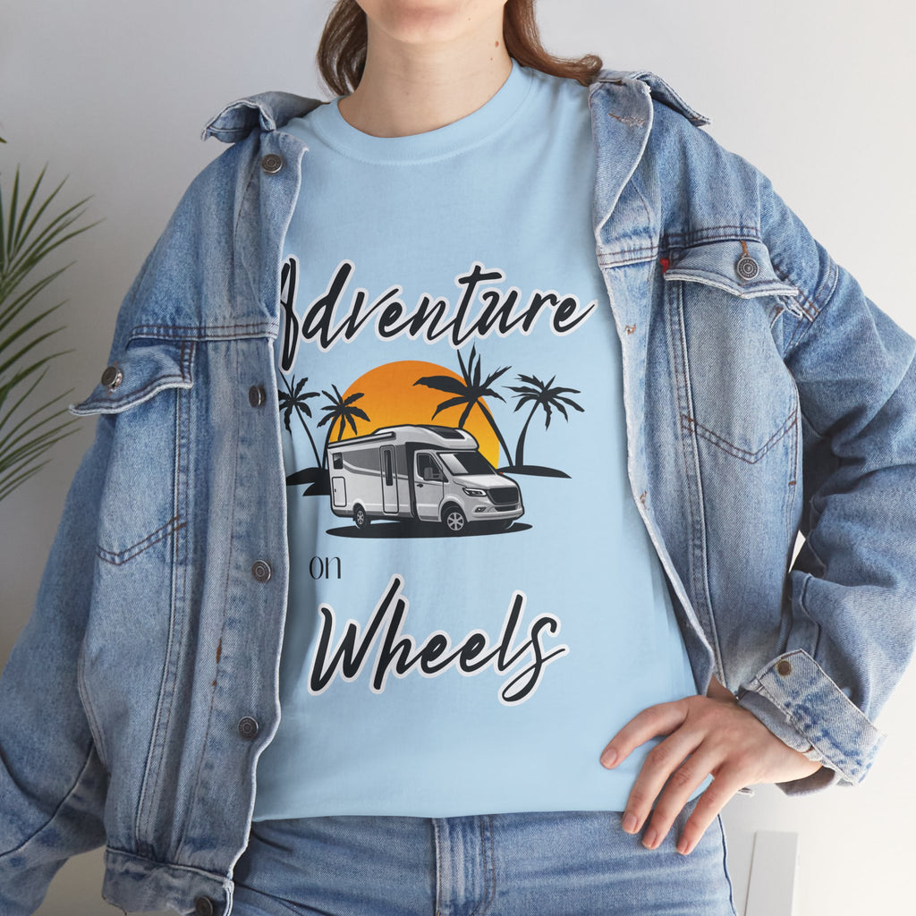 Adventure on Wheels RV T-shirt RV Gift Unisex Heavy Cotton Tee