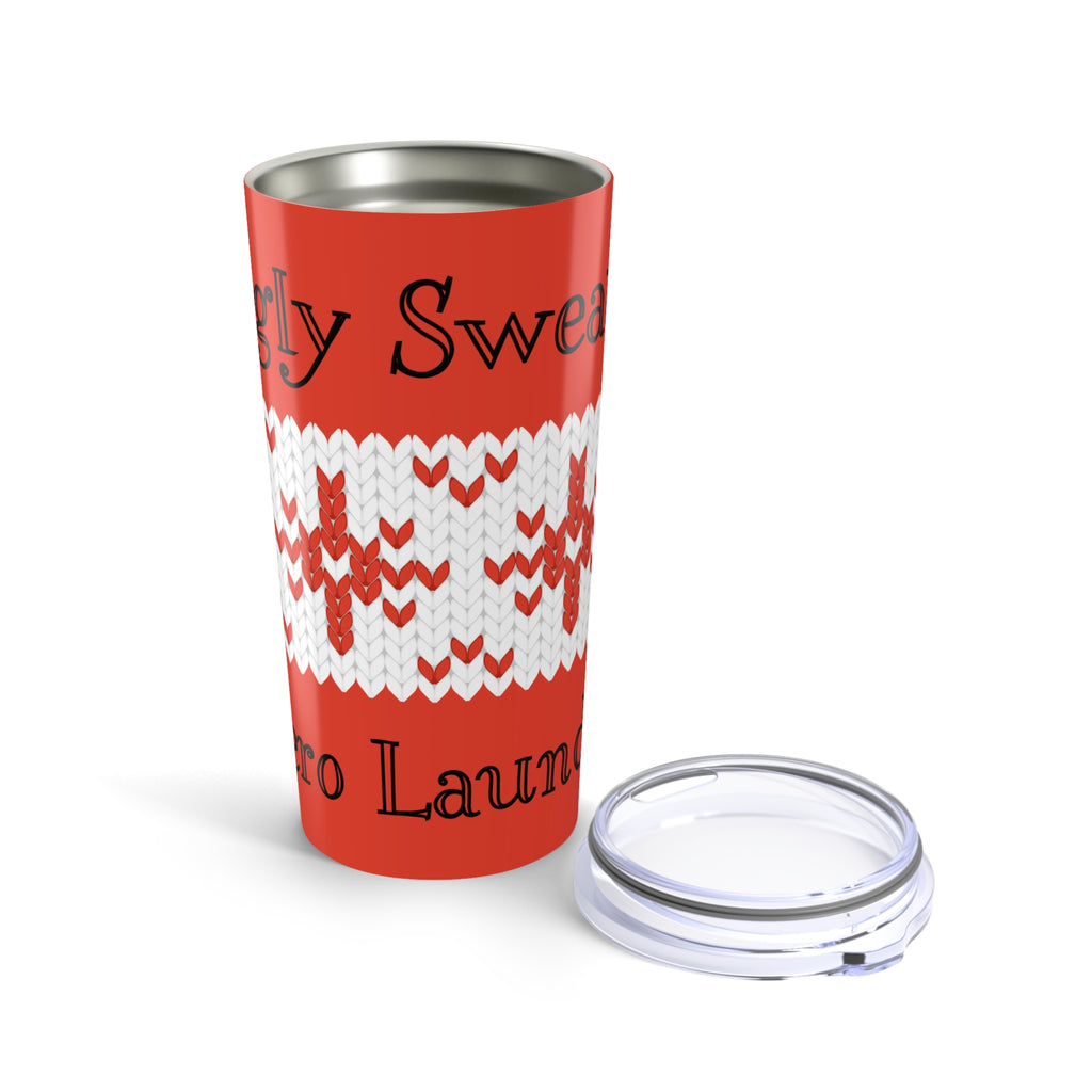 20oz Holiday Knit Pattern Tumbler — Funny 'Ugly Sweater, No laundry' Travel Cup