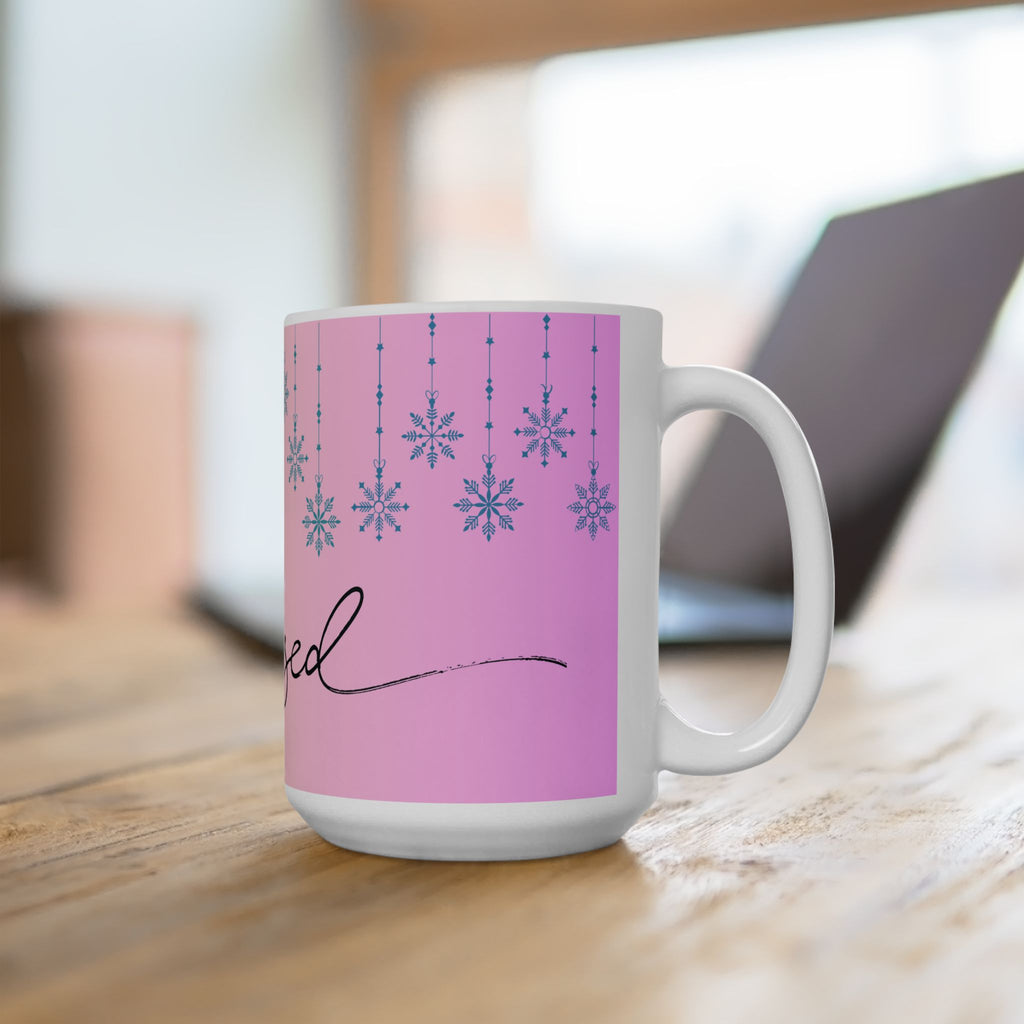 Blessed Pastel Snowflake Ceramic Mug – Inspirational Coffee Cup (11oz, 15oz)