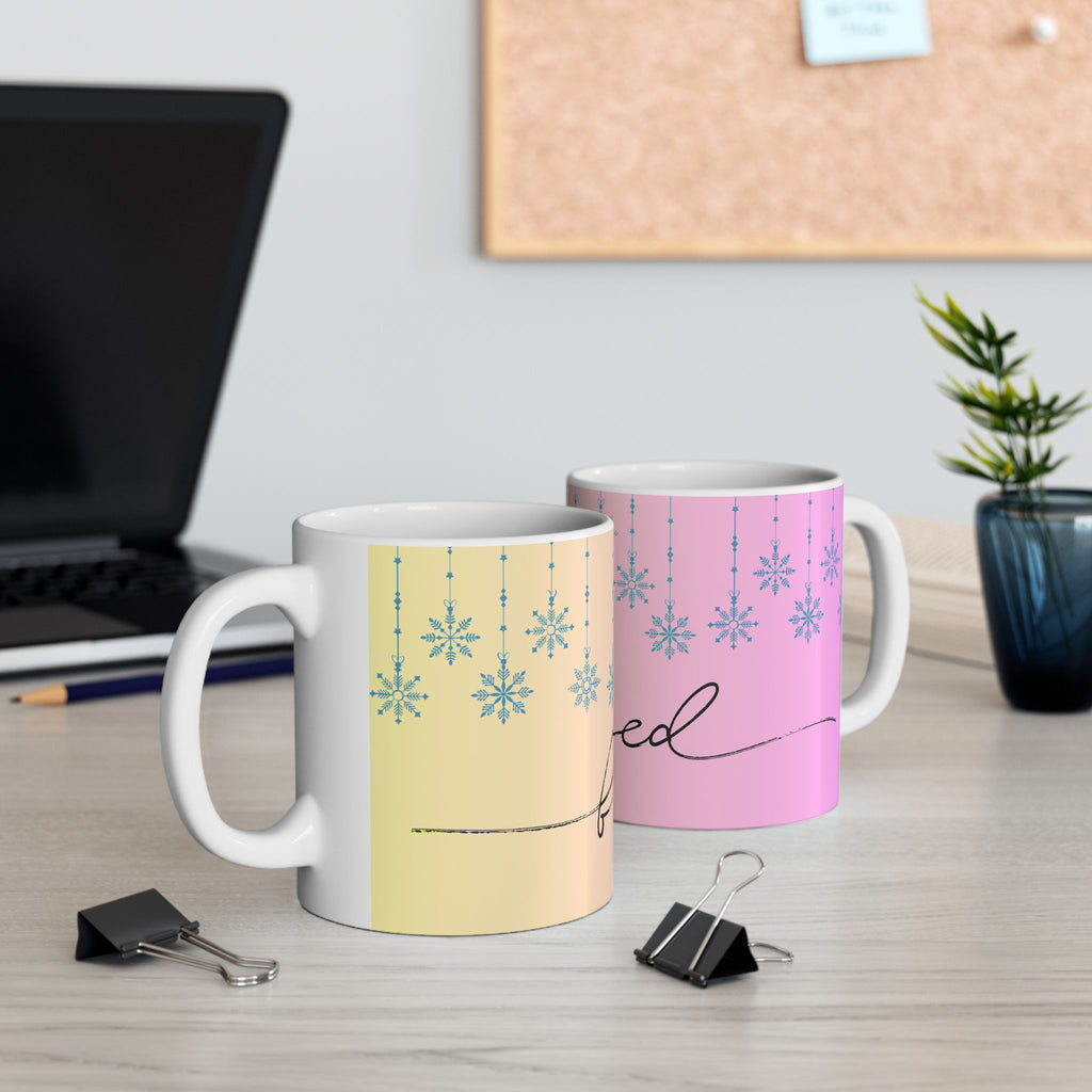 Blessed Pastel Snowflake Ceramic Mug – Inspirational Coffee Cup (11oz, 15oz)