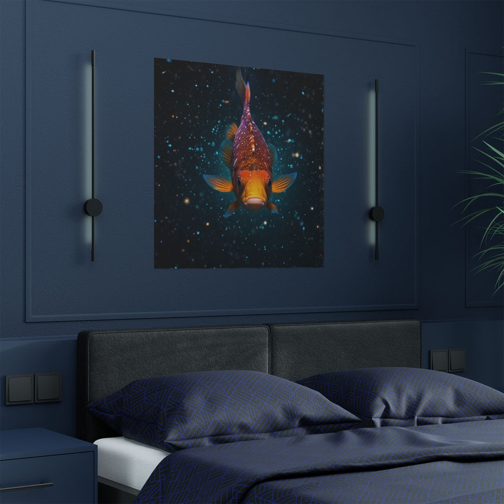 Koi Fish Satin Poster — Vibrant Underwater Galaxy Wall Art (300gsm)