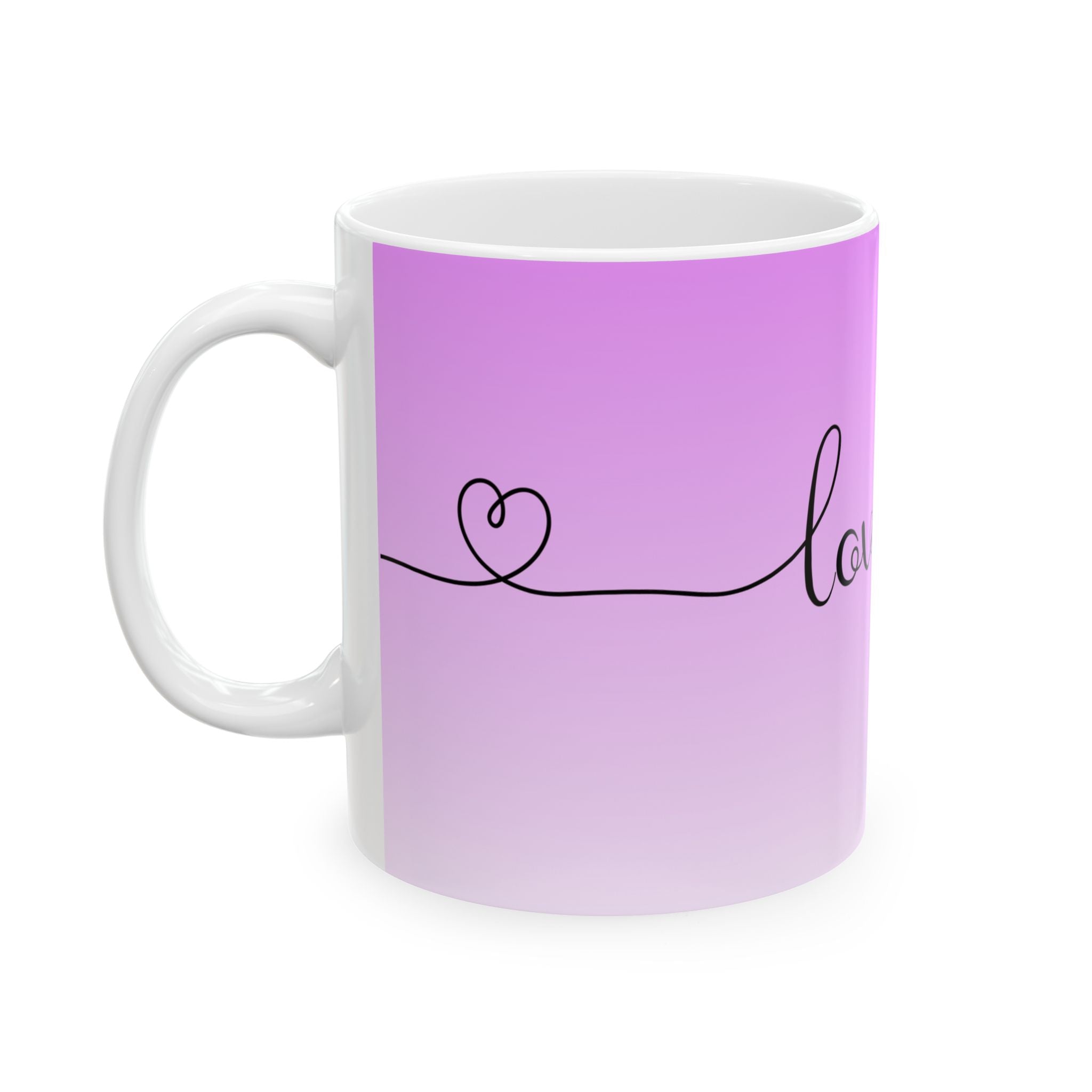 Love You Gradient Ceramic Mug — Pink Ombre "love you" Coffee Cup (11oz, 15oz)