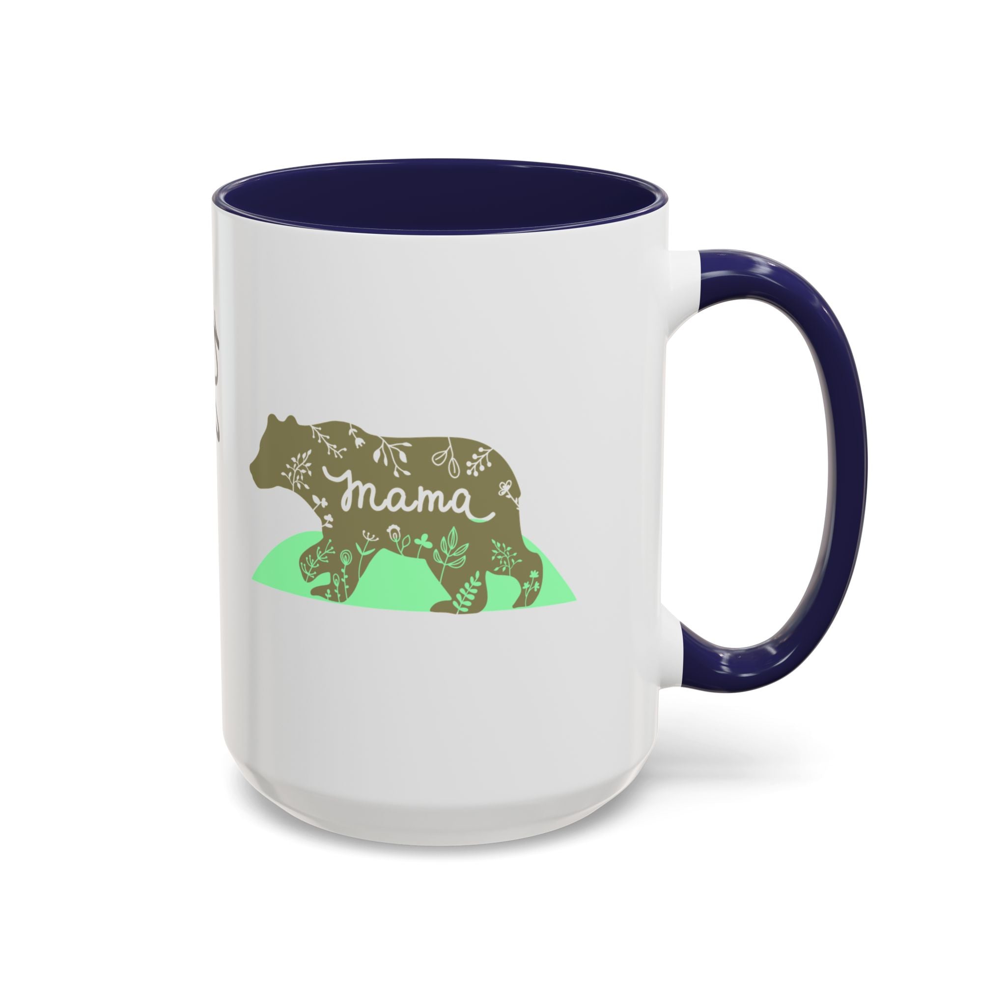 Mama Bear Accent Coffee Mug – Floral Bear Design, Mama Bear Gift (11/15 oz)
