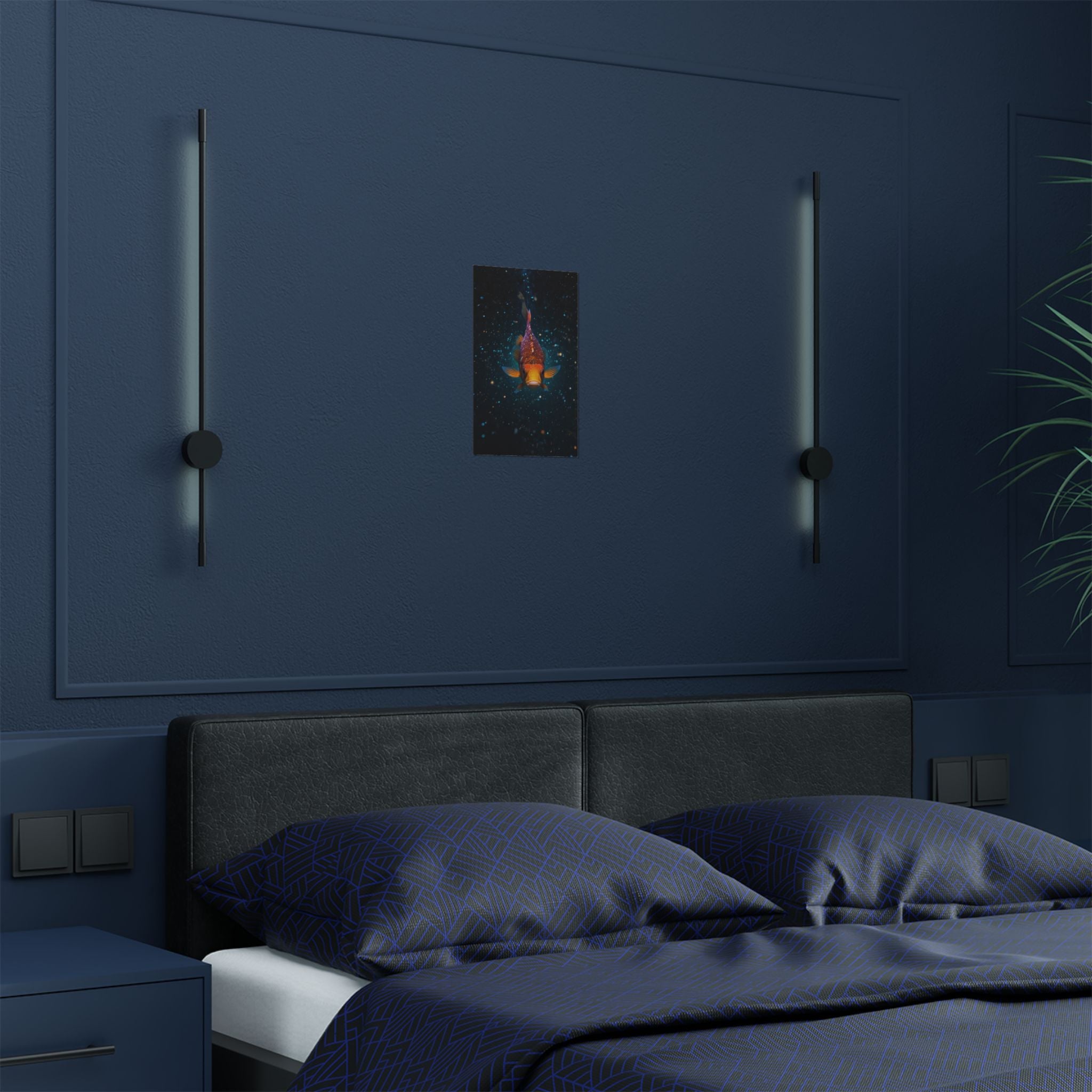 Koi Fish Satin Poster — Vibrant Underwater Galaxy Wall Art (300gsm)