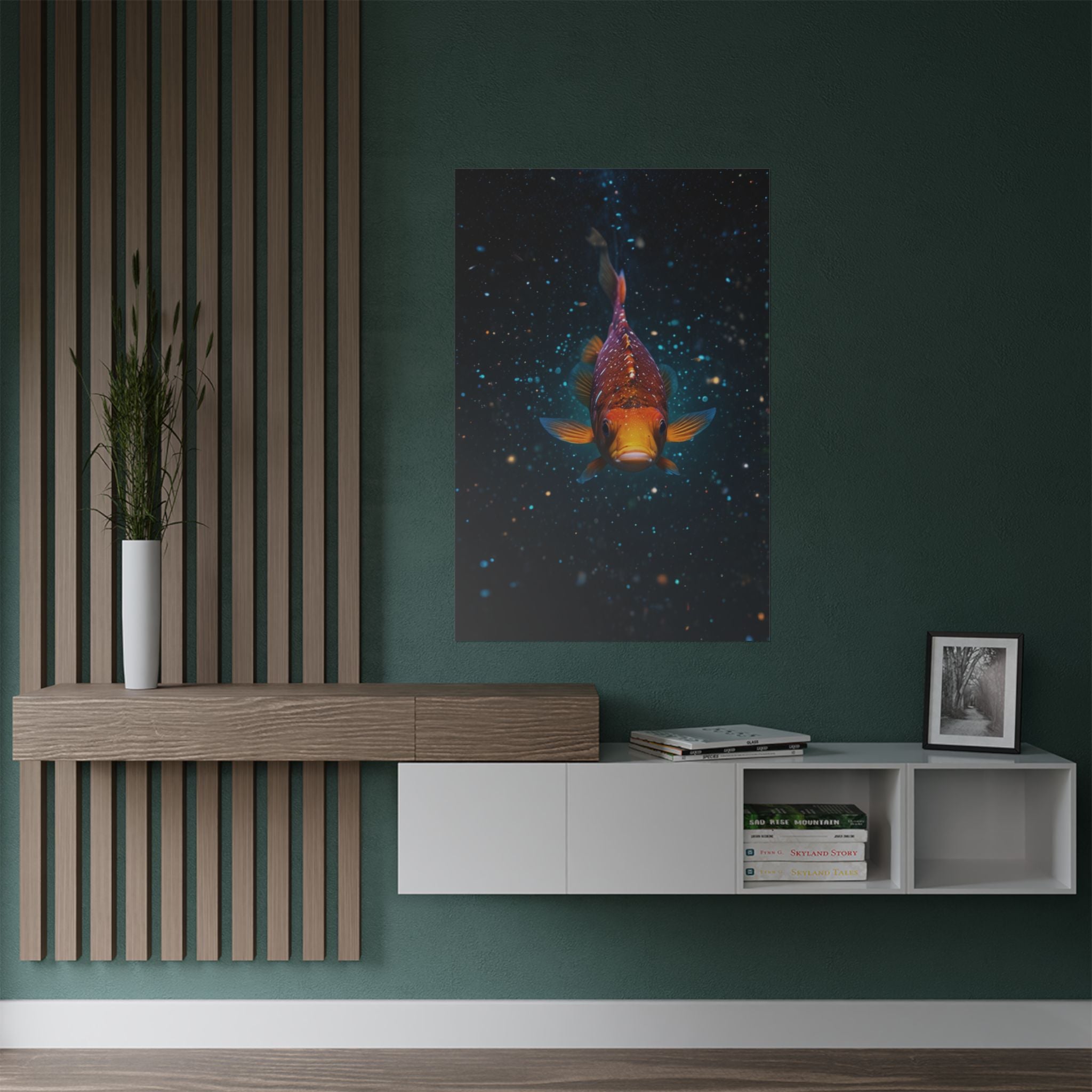 Koi Fish Satin Poster — Vibrant Underwater Galaxy Wall Art (300gsm)