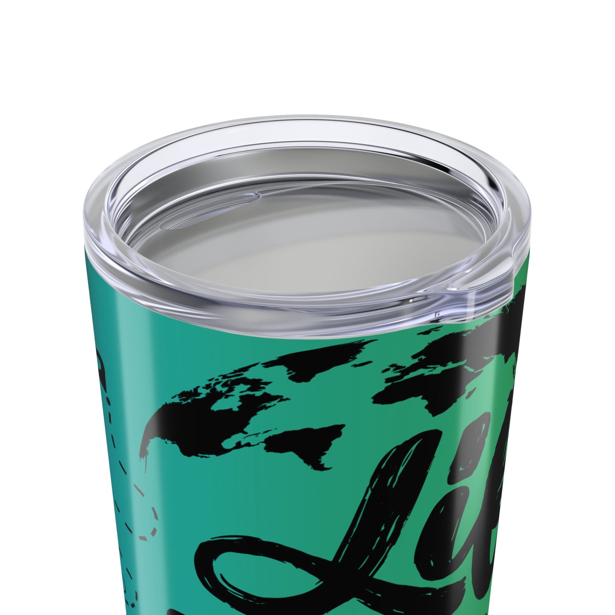 20oz Travel Tumbler — "Vibes & Journey" Green Map Compass Design