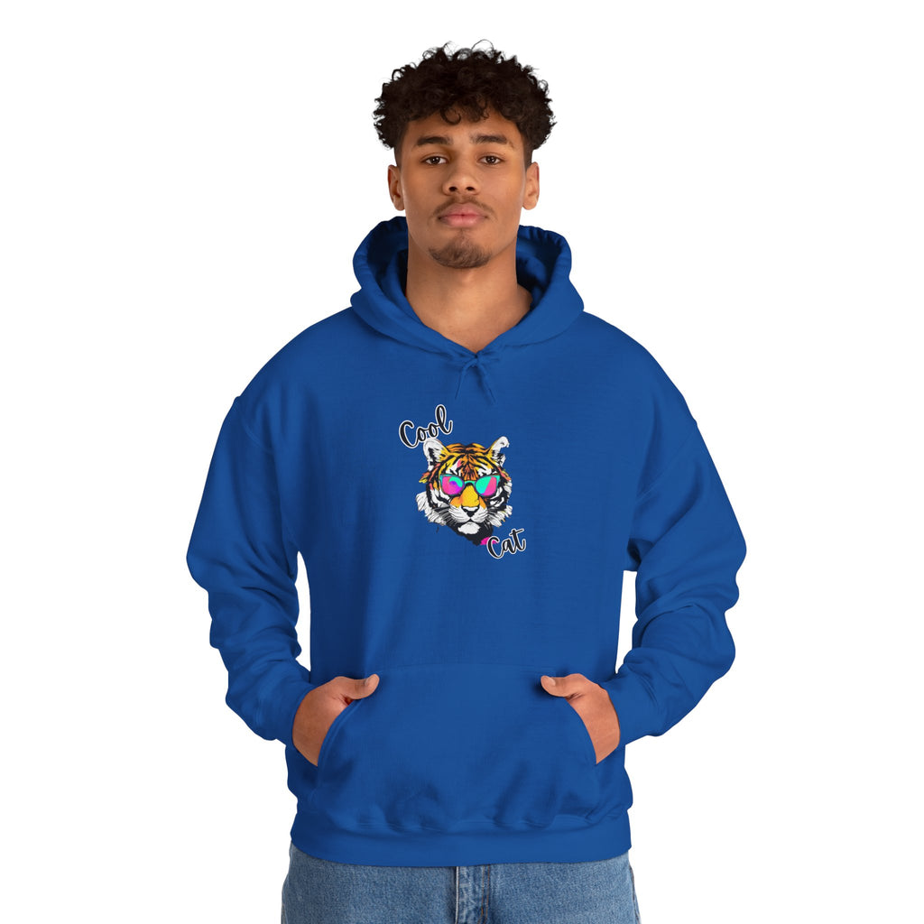 Cool Cat Hoodie — Colorful Sunglasses Tiger Graphic Sweatshirt