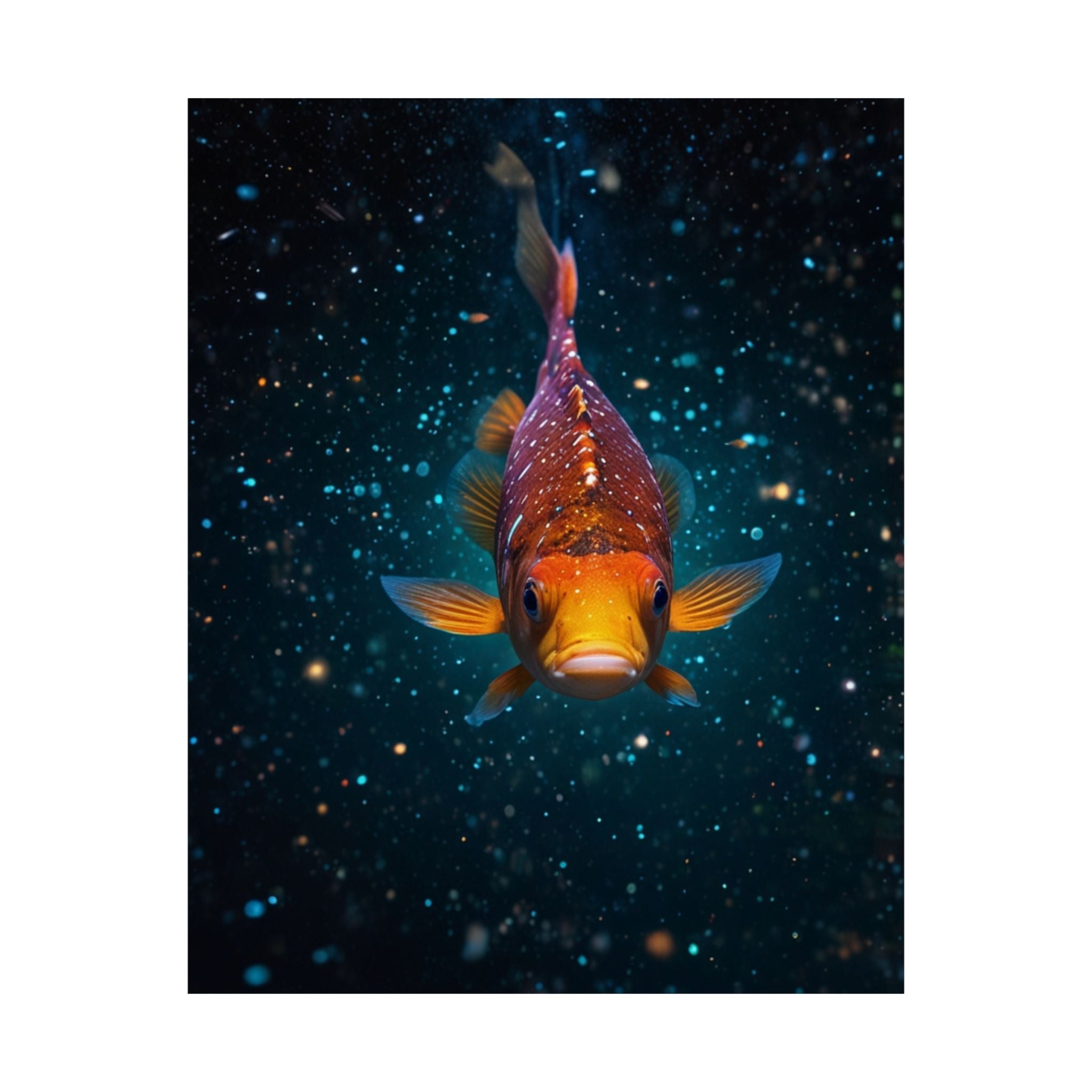 Koi Fish Satin Poster — Vibrant Underwater Galaxy Wall Art (300gsm)