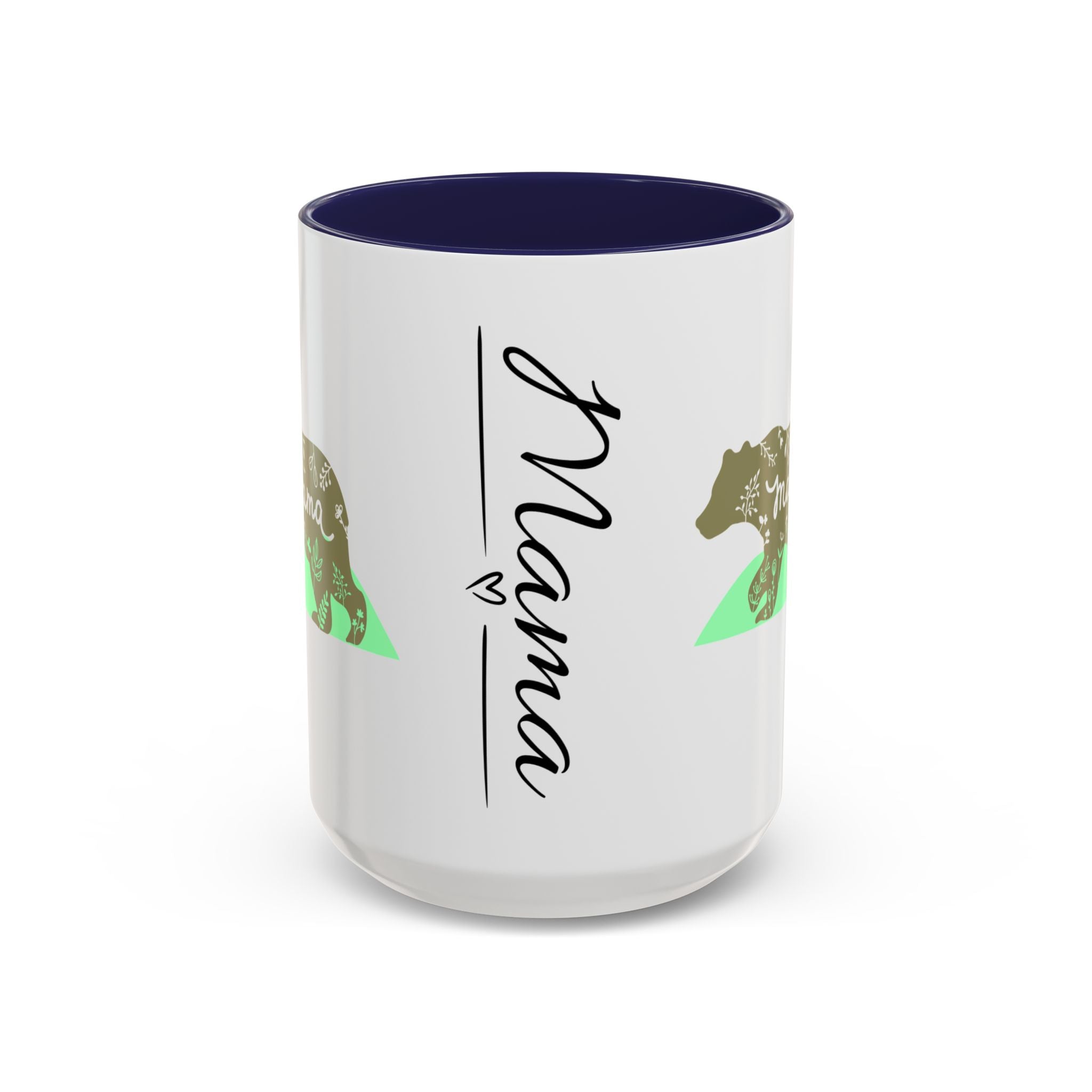 Mama Bear Accent Coffee Mug – Floral Bear Design, Mama Bear Gift (11/15 oz)