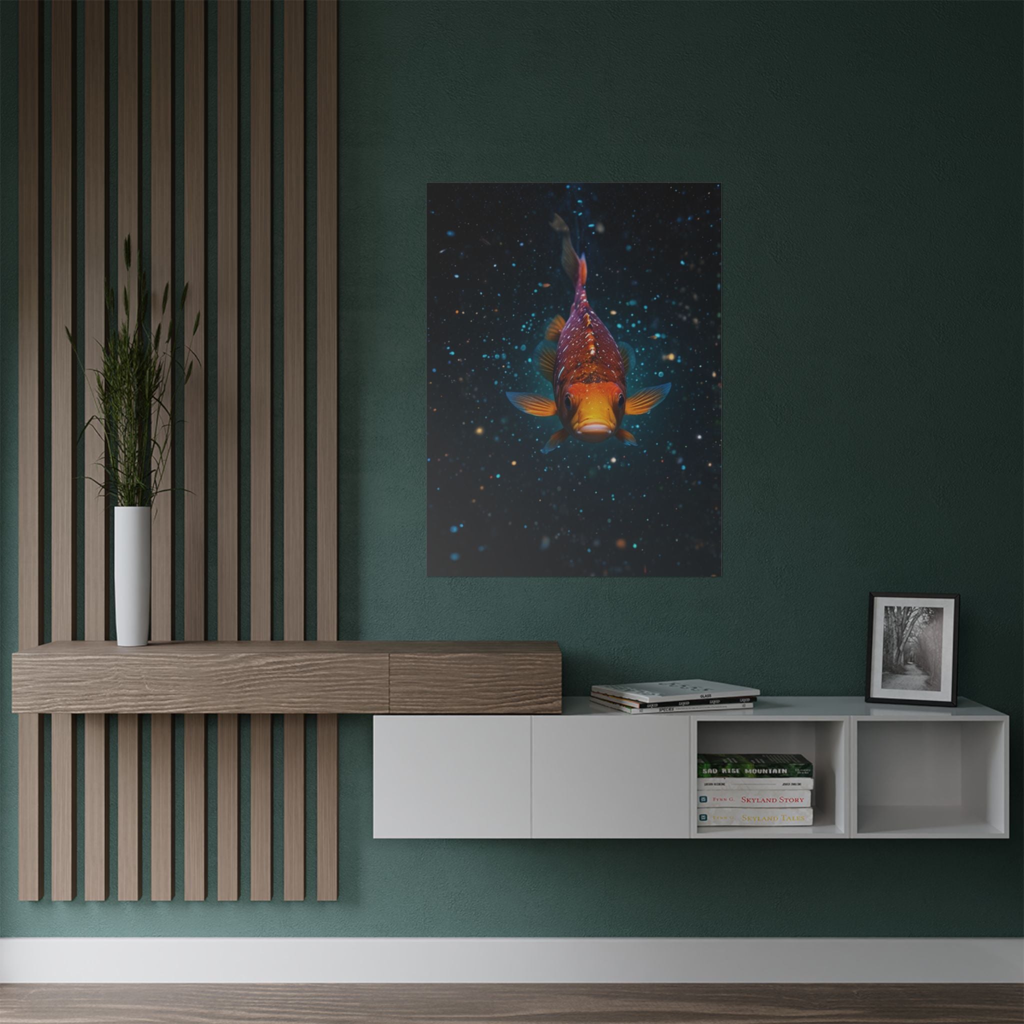Koi Fish Satin Poster — Vibrant Underwater Galaxy Wall Art (300gsm)