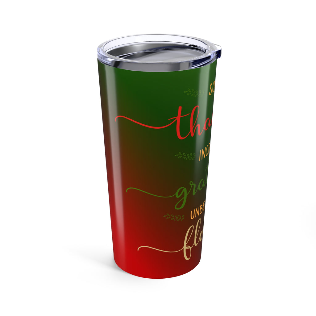 Grateful & Blessed 20oz Tumbler — Thanksgiving Green Red Insulated Travel Cup
