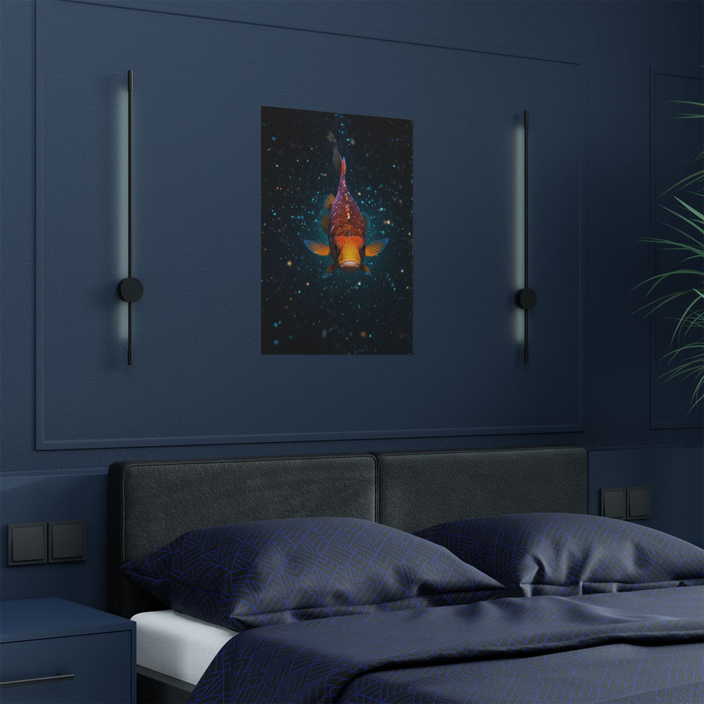 Koi Fish Satin Poster — Vibrant Underwater Galaxy Wall Art (300gsm)