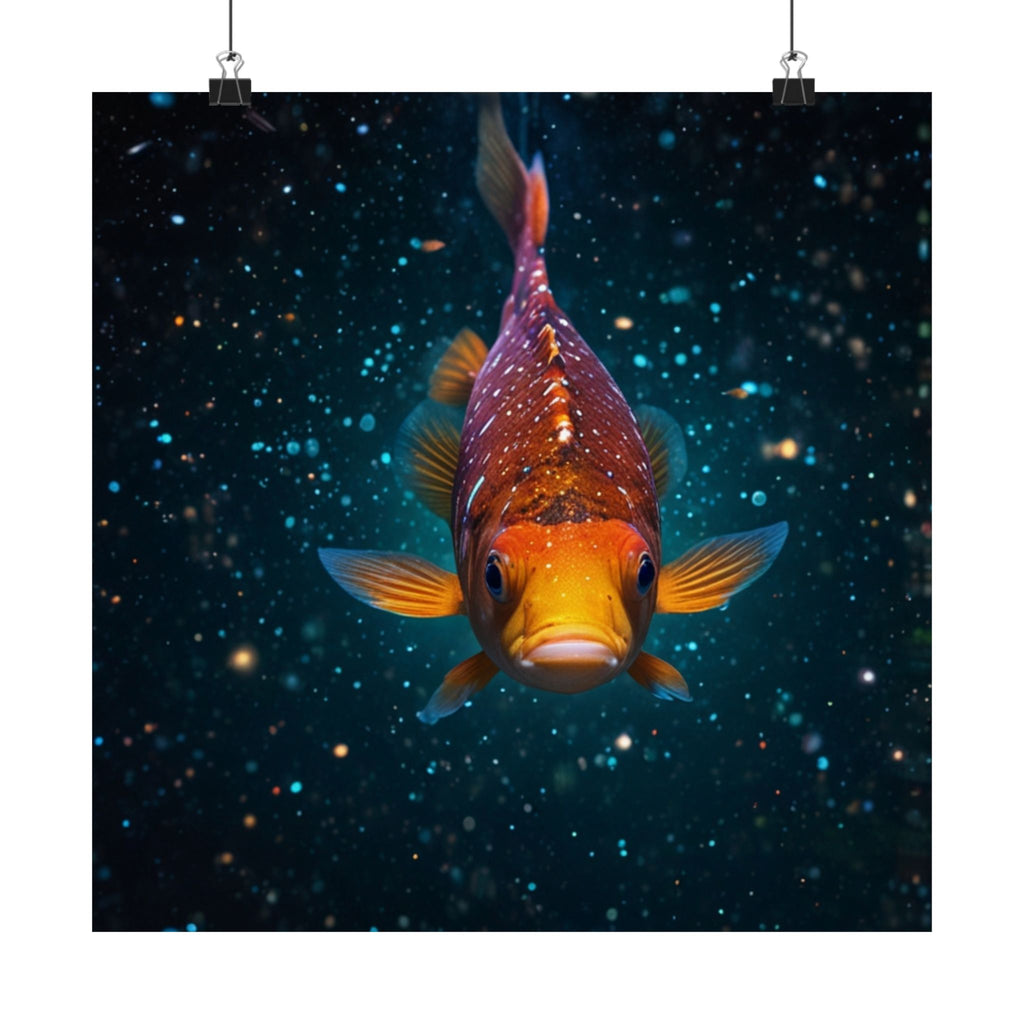 Koi Fish Satin Poster — Vibrant Underwater Galaxy Wall Art (300gsm)