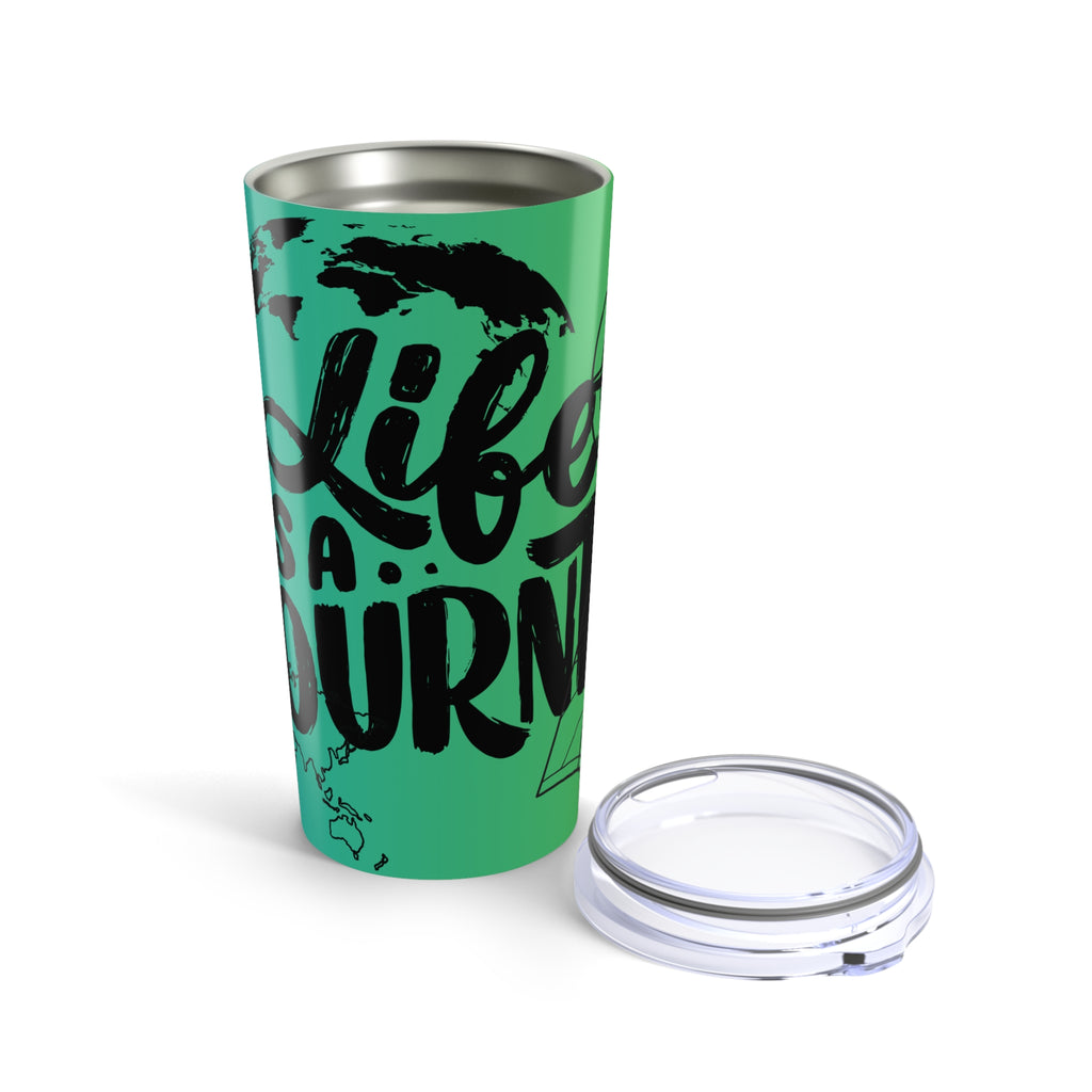20oz Travel Tumbler — "Vibes & Journey" Green Map Compass Design