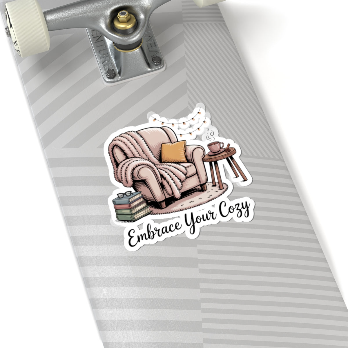 Cozy Reading Nook Sticker — "Embrace Your Cozy" Kiss-Cut Vinyl Sticker
