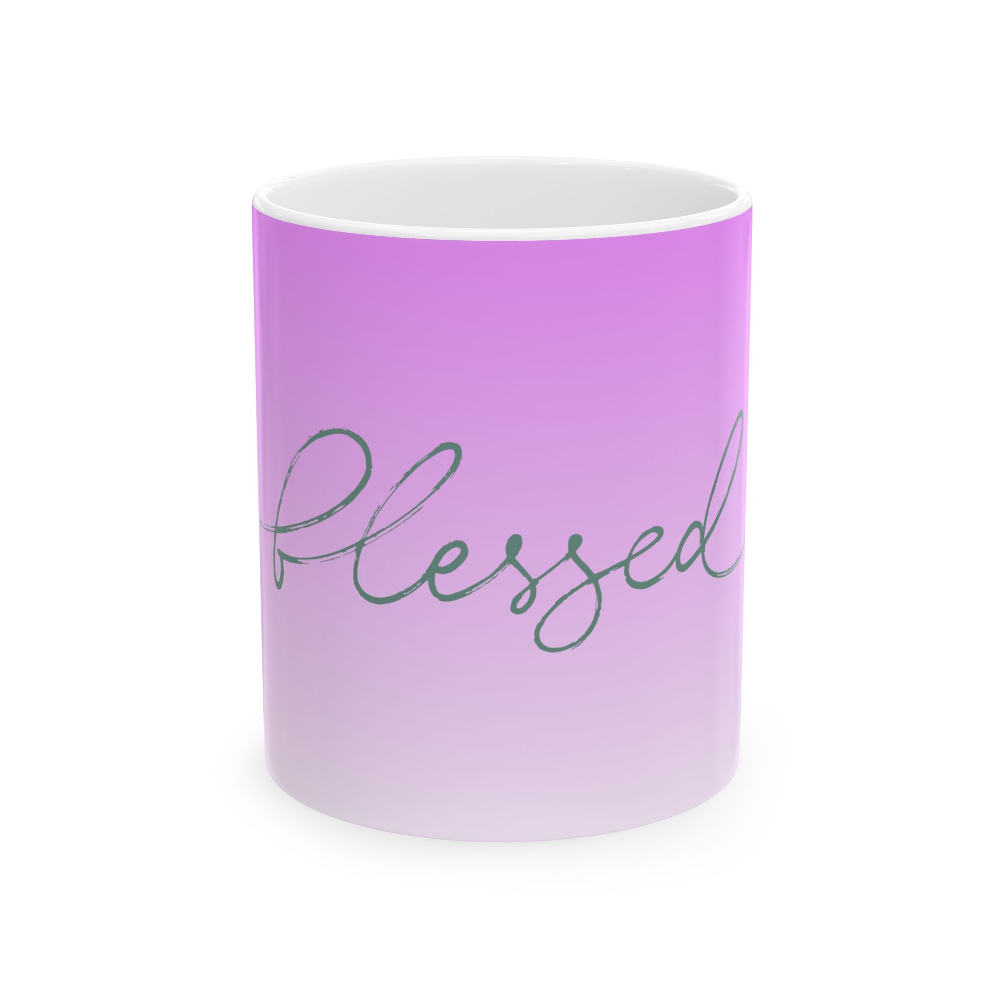 Blessed Ombre Ceramic Mug — Inspirational Pink Gradient Coffee Cup (11oz & 15oz)
