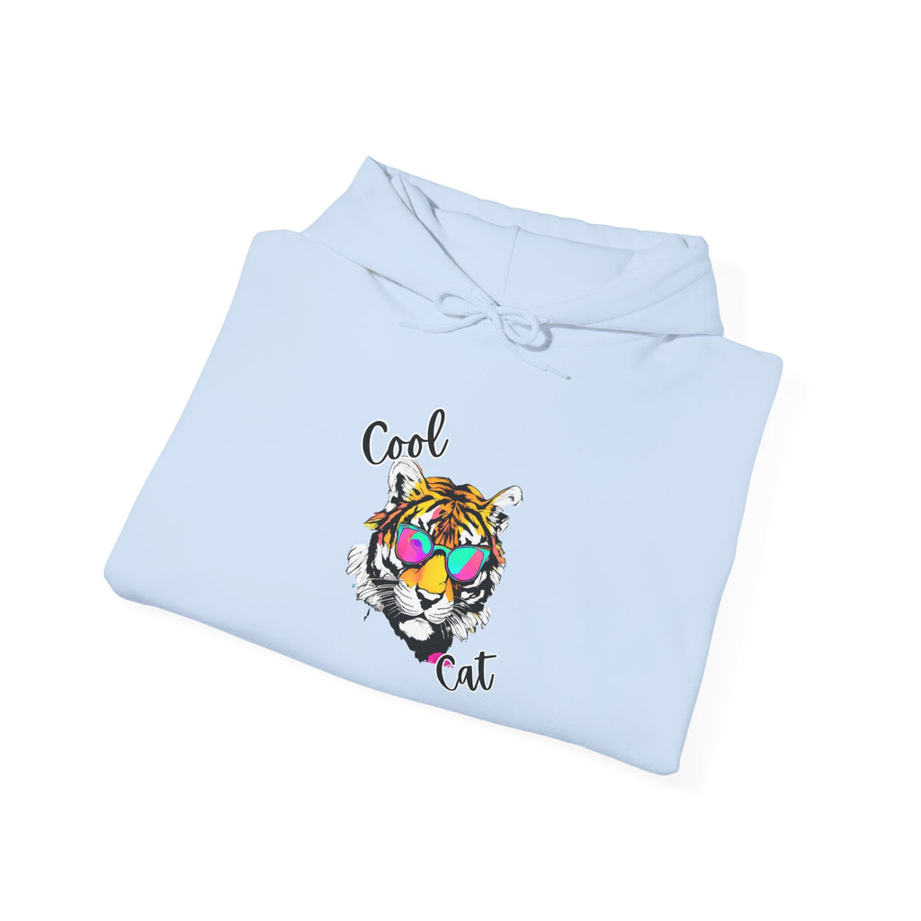 Cool Cat Hoodie — Colorful Sunglasses Tiger Graphic Sweatshirt