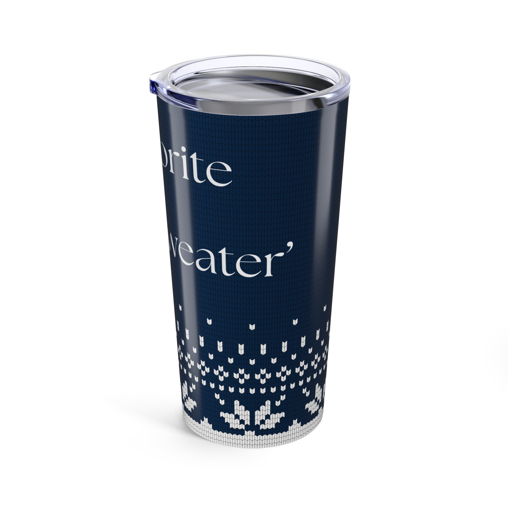 20oz Tumbler - 'My Favorite Sweater' Navy Holiday Knit Insulated Travel Cup