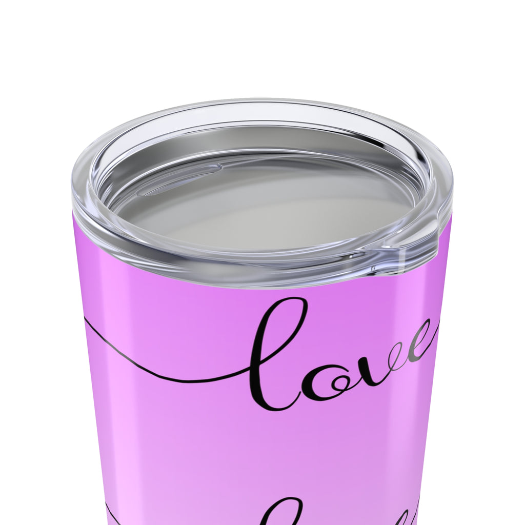 Love You Pink Gradient 20oz Tumbler — Heart Line Stainless Travel Mug