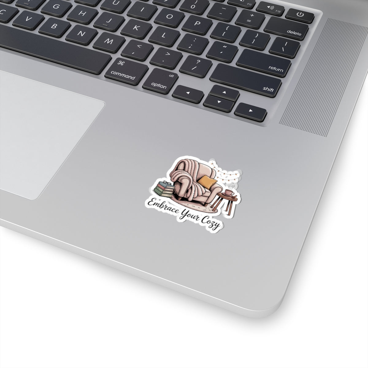 Cozy Reading Nook Sticker — "Embrace Your Cozy" Kiss-Cut Vinyl Sticker
