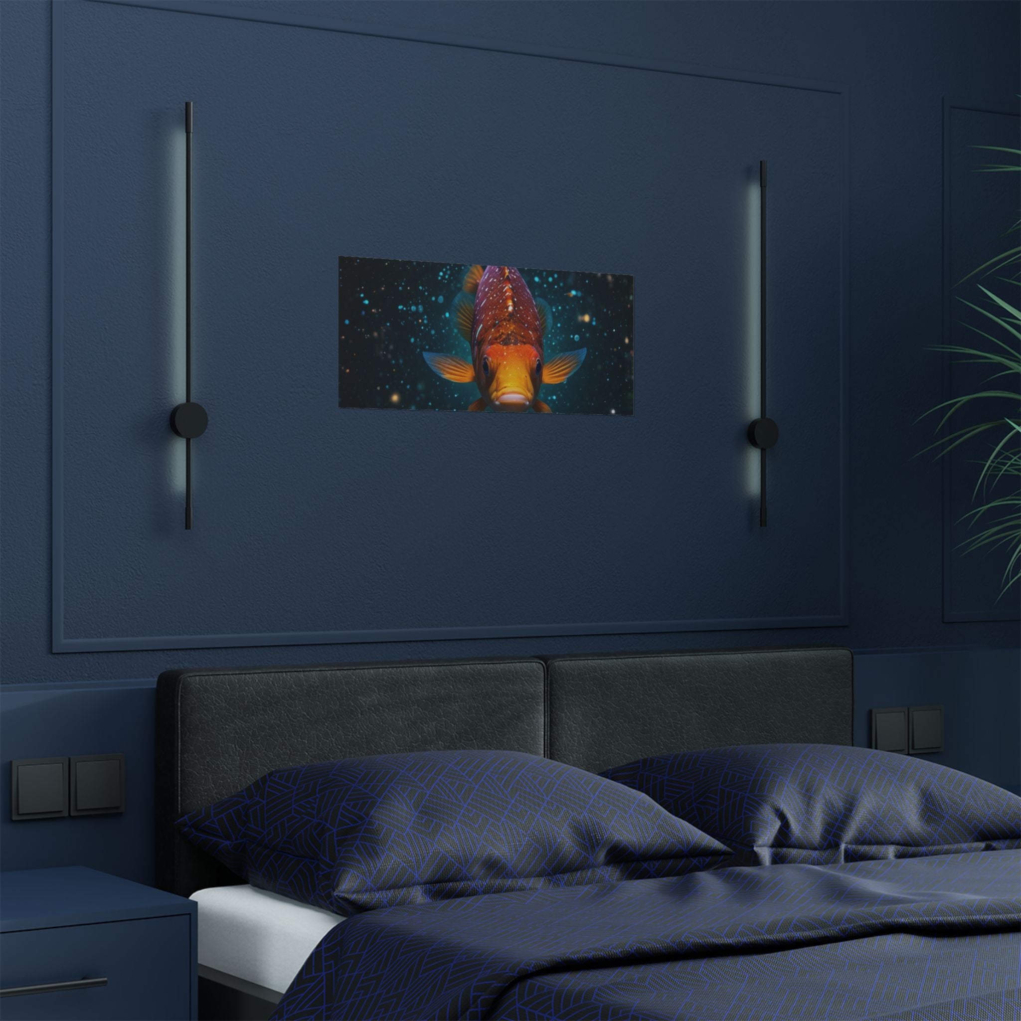 Koi Fish Satin Poster — Vibrant Underwater Galaxy Wall Art (300gsm)