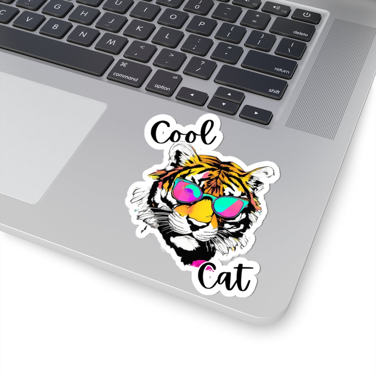 Cool Cat Tiger Sticker — Retro Sunglasses Kiss-Cut Vinyl Sticker