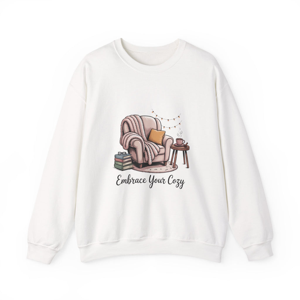 Cozy Reading Chair Sweatshirt — "Embrace Your Cozy" Crewneck