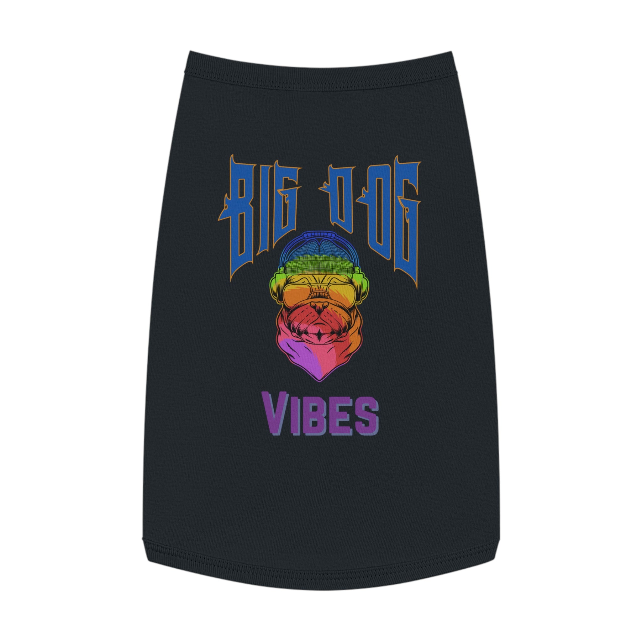 Big Dog Vibes Pet Tank - Rainbow Bulldog Graphic Dog Shirt
