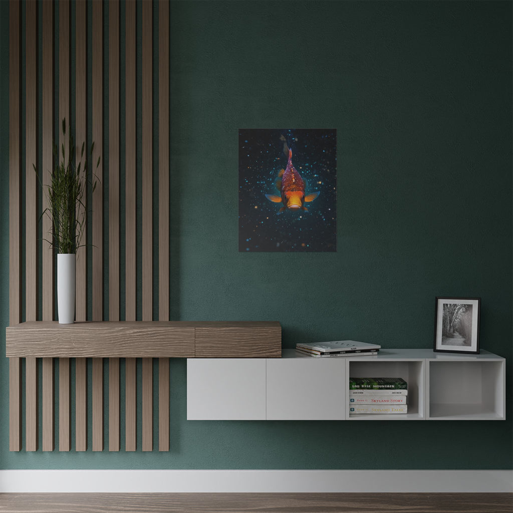 Koi Fish Satin Poster — Vibrant Underwater Galaxy Wall Art (300gsm)