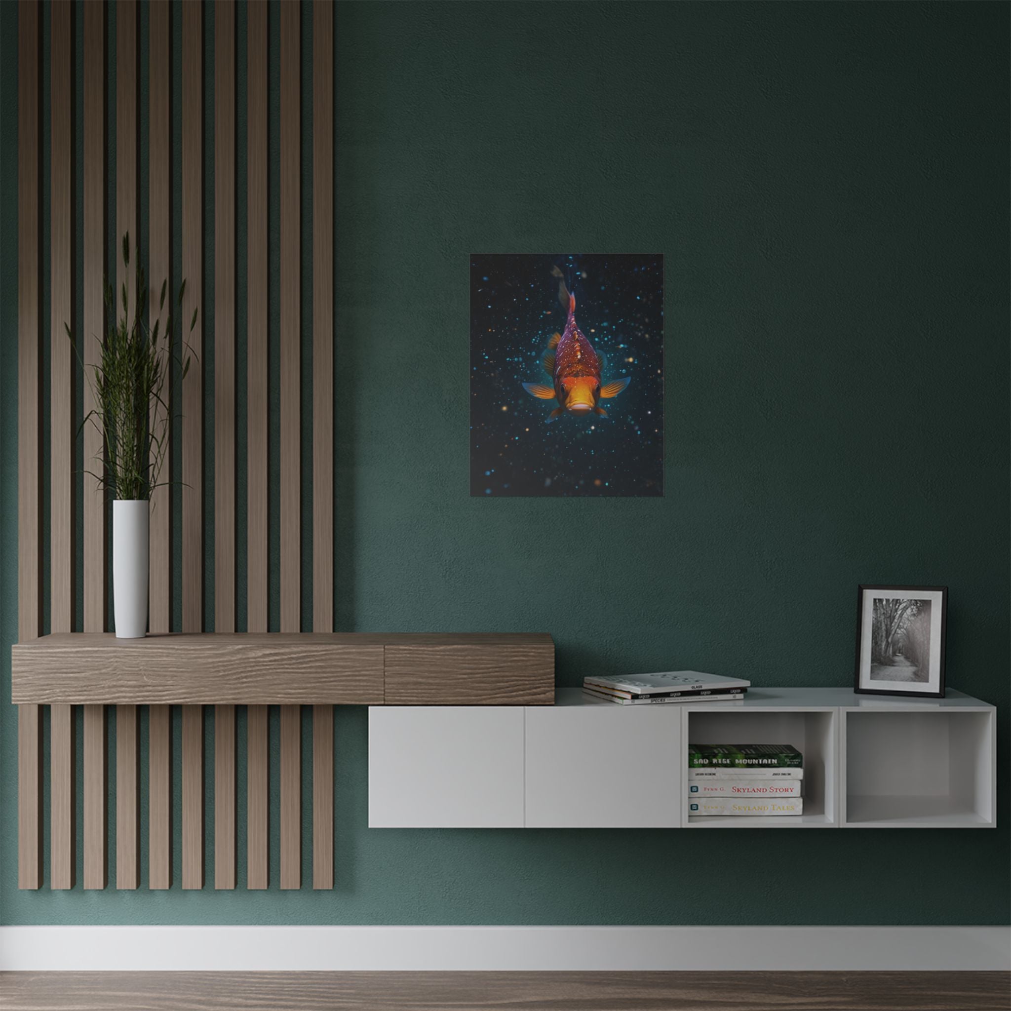Koi Fish Satin Poster — Vibrant Underwater Galaxy Wall Art (300gsm)