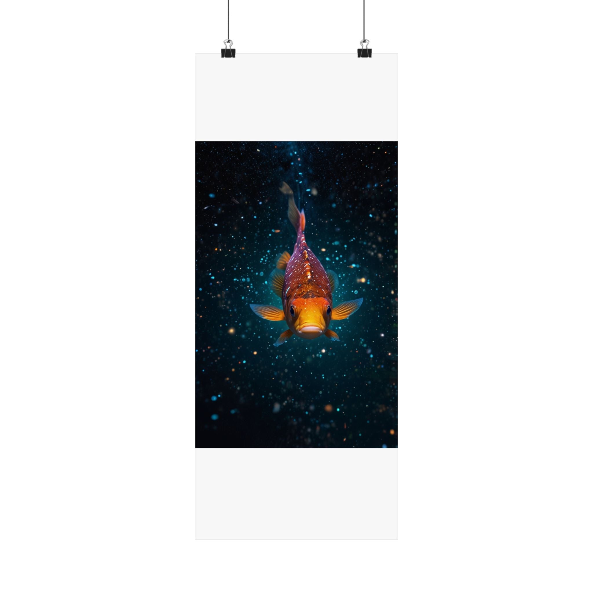 Koi Fish Satin Poster — Vibrant Underwater Galaxy Wall Art (300gsm)
