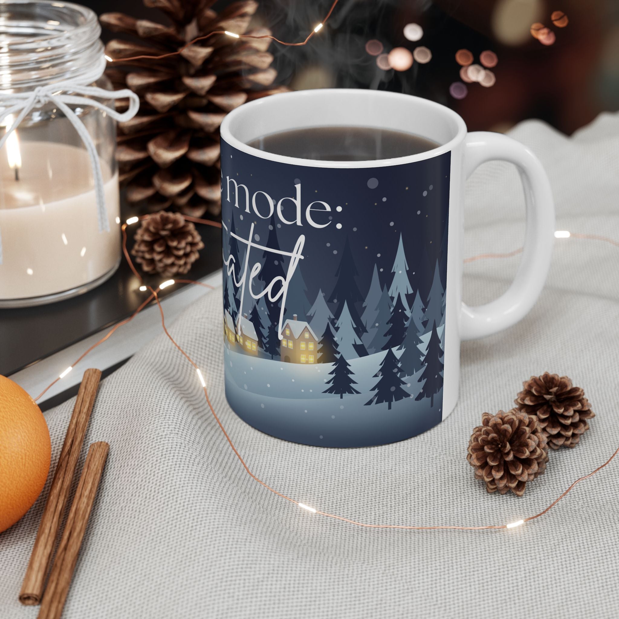 Ceramic Mug — "Hibernate Mode Activated" Winter Night Coffee Cup