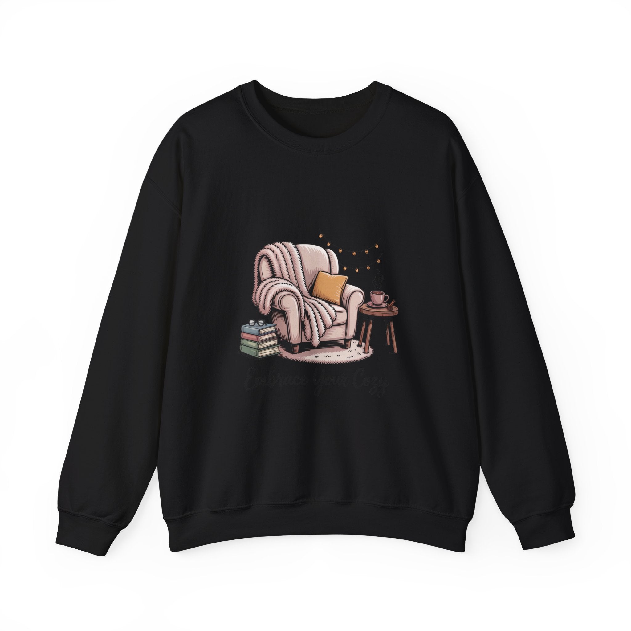 Cozy Reading Chair Sweatshirt — "Embrace Your Cozy" Crewneck