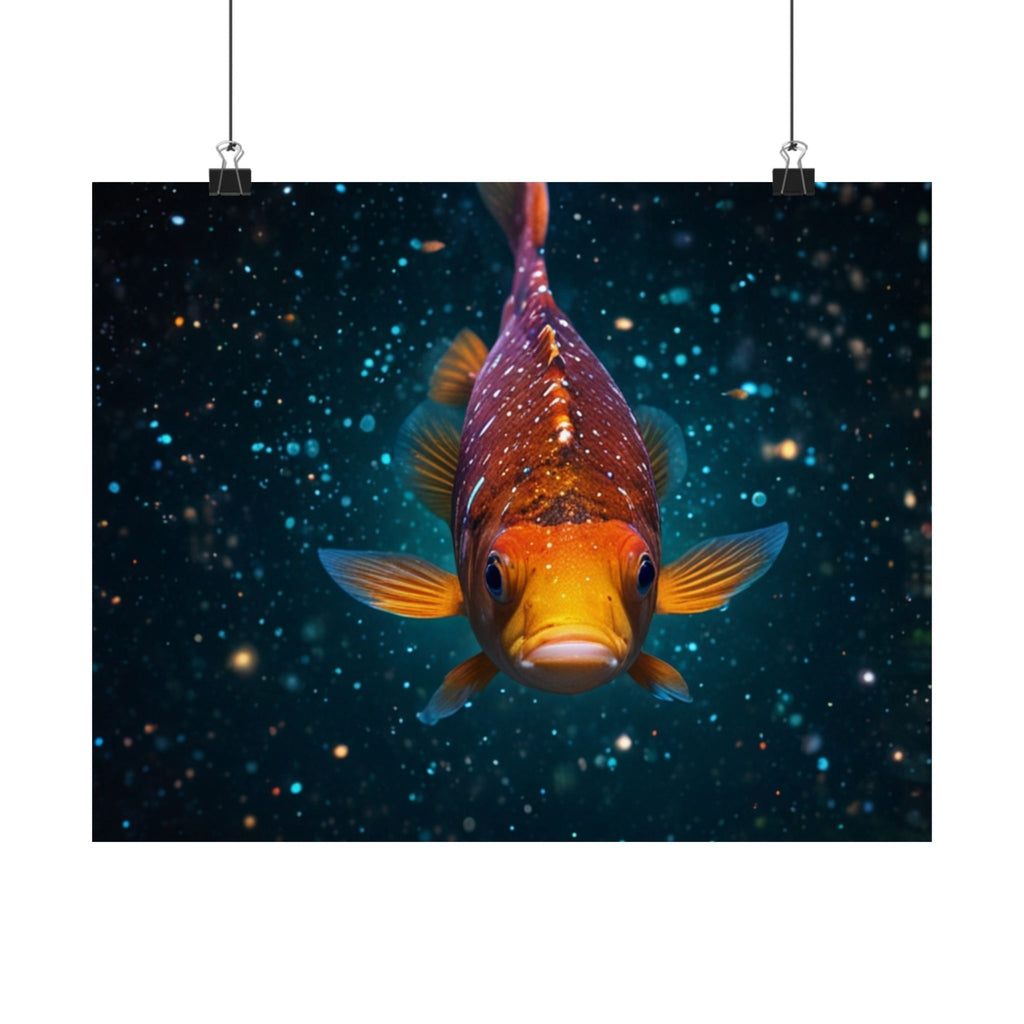 Koi Fish Satin Poster — Vibrant Underwater Galaxy Wall Art (300gsm)