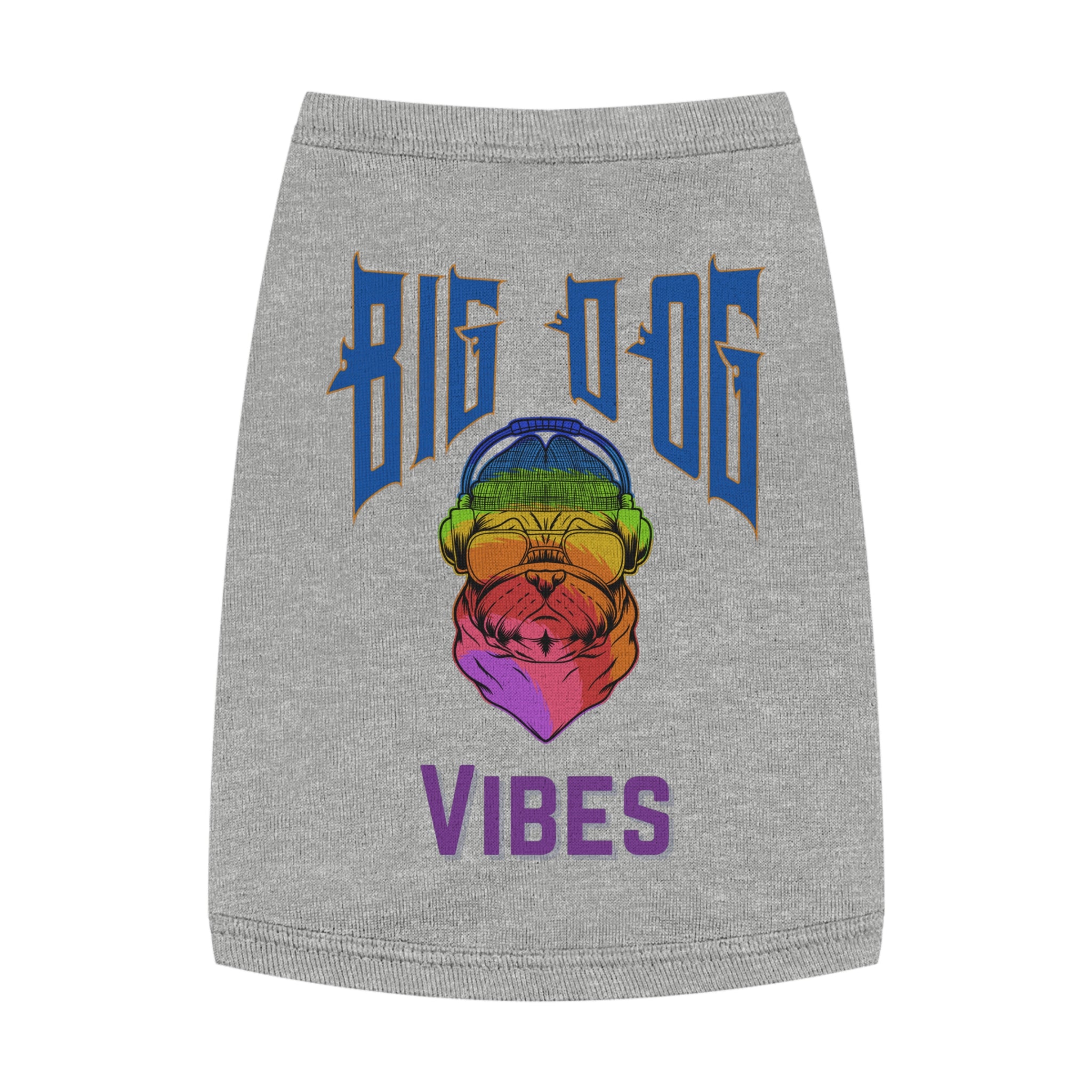 Big Dog Vibes Pet Tank - Rainbow Bulldog Graphic Dog Shirt